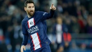 Lionel Messi scores to secure victory for Paris Saint Germain.